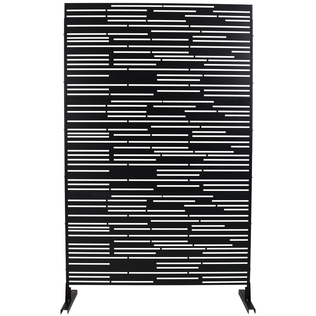 Outdoor & Indoor Privacy Screen Metal Privacy Screen 76' H×48' W, Freestanding Decorative Privacy Screen for Deck Balcony Patio, Privacy Fence Panels for Outside Lawn Garden PS108 BLACK
