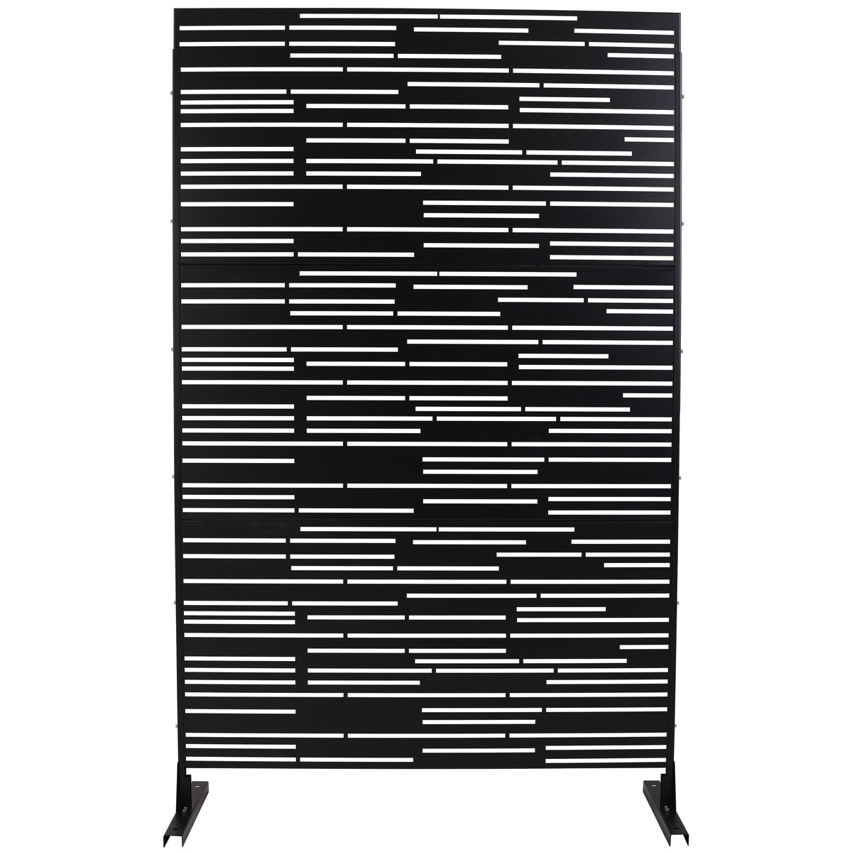 Outdoor & Indoor Privacy Screen Metal Privacy Screen 76' H×48' W, Freestanding Decorative Privacy Screen for Deck Balcony Patio, Privacy Fence Panels for Outside Lawn Garden PS108 BLACK