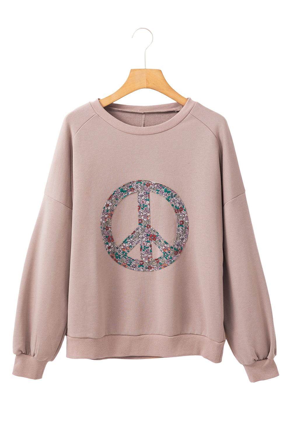 Goat Floral Peace Symbol Drop Shoulder Sweatshirt