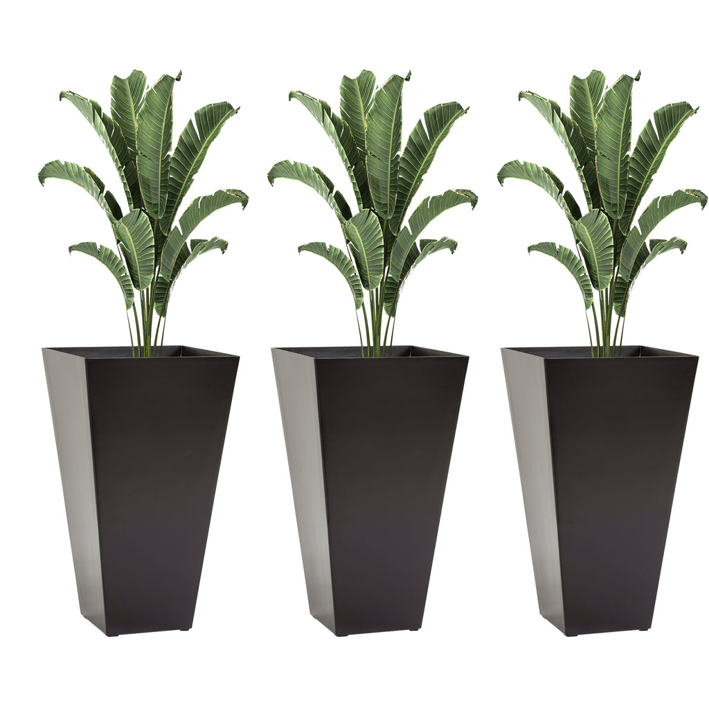 Outsunny Set of 3 Tall Planters with Drainage Hole, 28' Outdoor Flower Pots, Indoor Planters for Porch Patio and Deck, Brown
