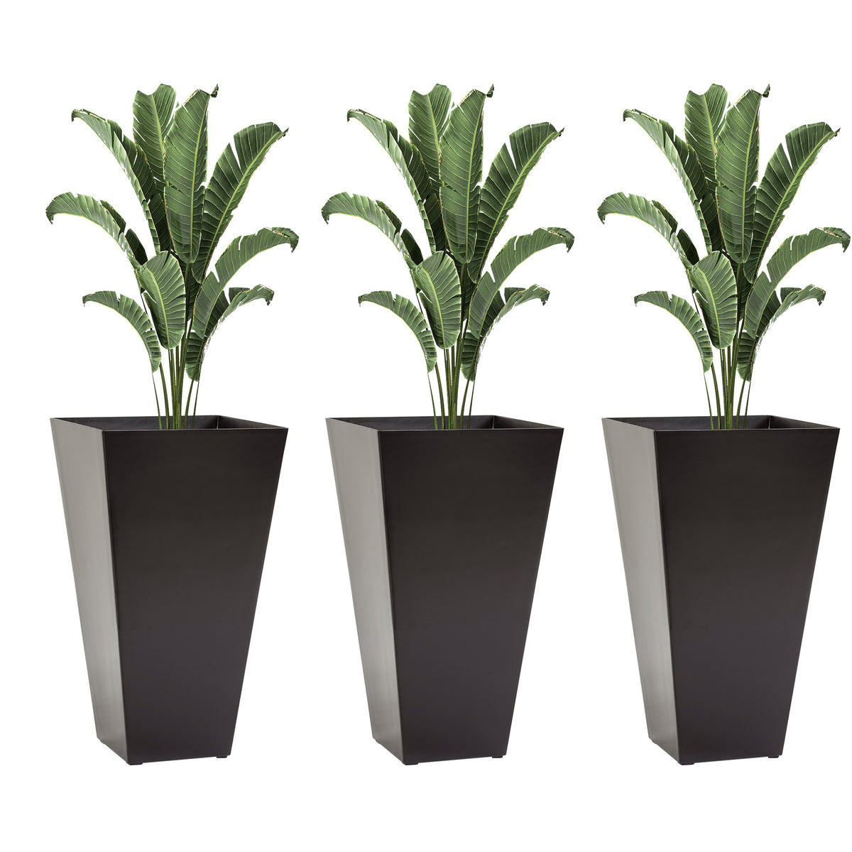 Outsunny Set of 3 Tall Planters with Drainage Hole, 28' Outdoor Flower Pots, Indoor Planters for Porch Patio and Deck, Brown