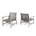Outdoor Club Chair with Rattan Cover and Acacia Wood Frame, Grey