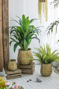 Set of 3 Metal Planter Distressed, L:12x12x14' M:9x9x11.5' S:6.3x6.3x8.7'