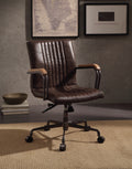 Distress Chocolate Swivel Office Chair with Pneumatic Lift