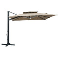 Vista Rotating LED Cantilever Umbrella, Tan, 10 x 10 ft