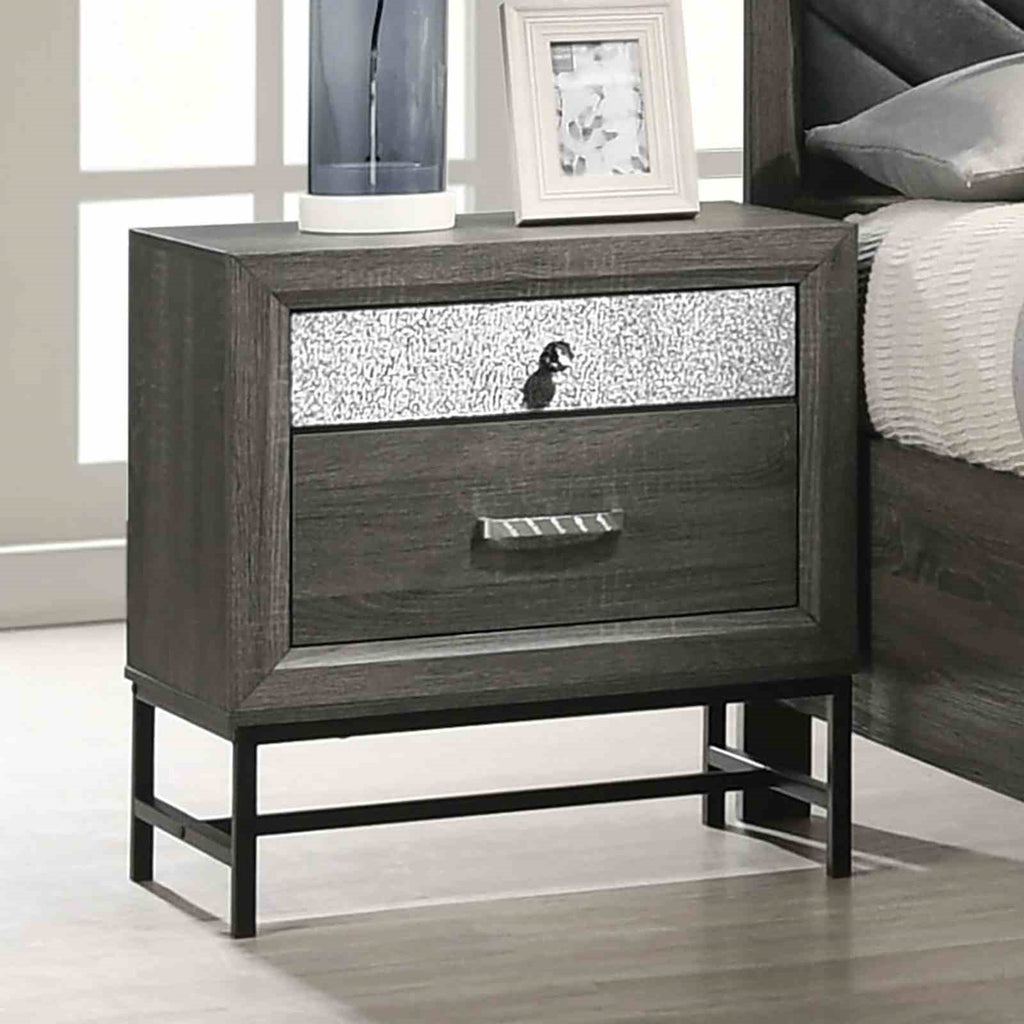 Contemporary Style 1pc Nightstand Metal Legs Acrylic Handle And Accent Gray Finish Bedroom Furniture