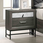 Contemporary Style 1pc Nightstand Metal Legs Acrylic Handle And Accent Gray Finish Bedroom Furniture