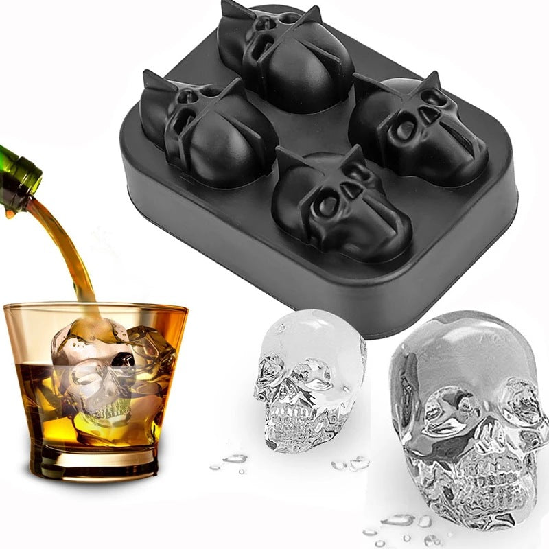 Creative DIY Three-dimensional 4-piece Silicone Skull Ice Cube Mold - Eloy Royal