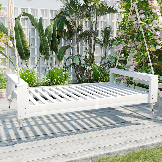 TOPMAX Twin Size Porch Swing Bed Seating Group with Patio Acacia Wood