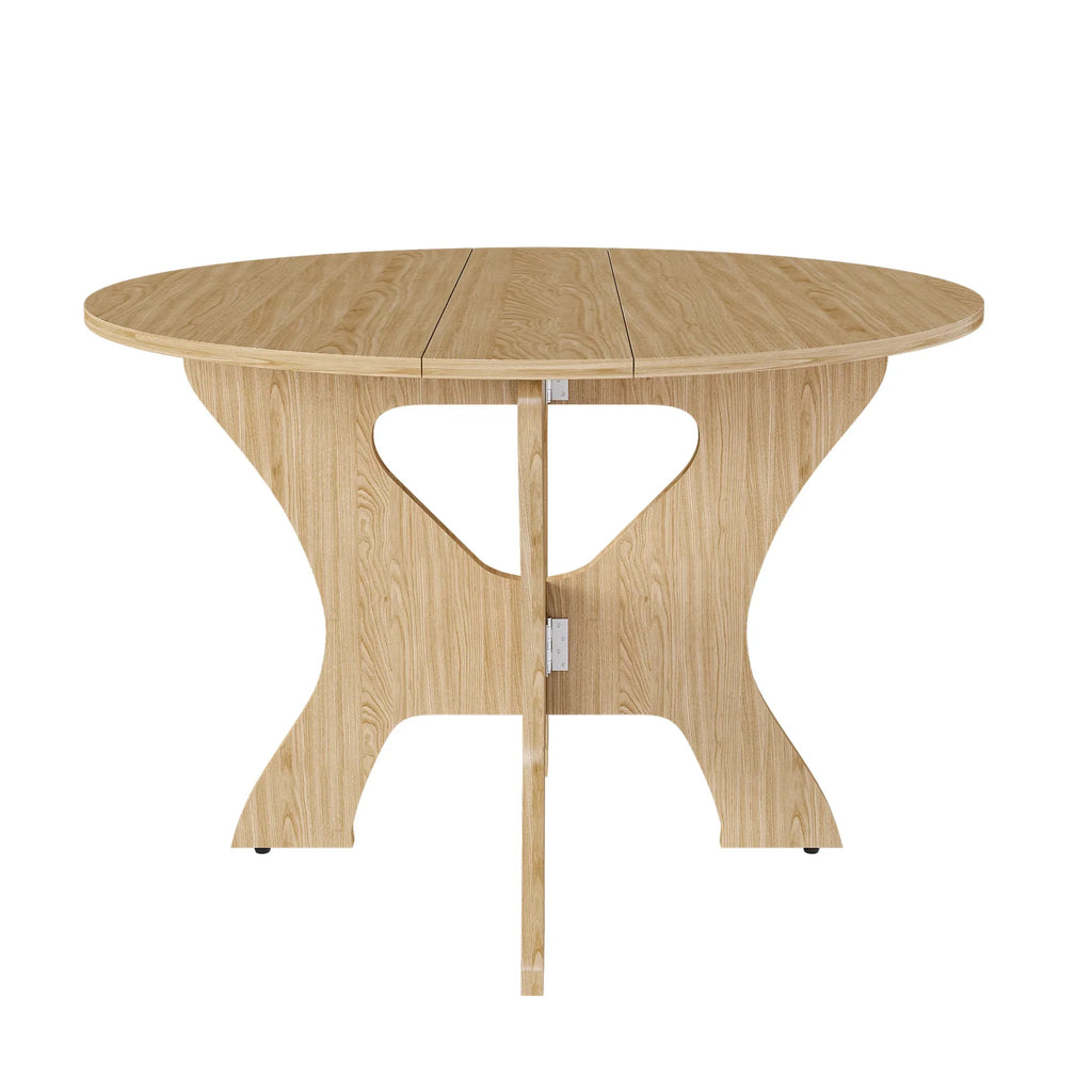 43 in Folding Dining Table for Small Spaces, MDF Table with Wild Oak Veneer, Space Saving Foldable Kitchen Table for Indoor and Outdoor Use - Eloy Royal