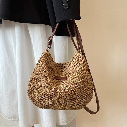 Niche Design Vacation Straw Tote Bag