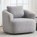 360° Swivel Round Upholstered Comfy Chair With One Soft Pillow, Teddy Fleece High-Resilience Sponge Single Sofa, No Assembly for Living Room, Bedroom, Apartment, Light Grey