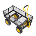 500 Lbs Steel Garden Cart, Heavy Duty Pullable Cart with Wheels for Garden, Metal Yard Utility Wagon with 10' All Terrain Tires, Removable Mesh Sides and 180° Rotating Handle