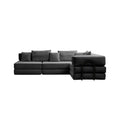 Oversized Upholstered Sectional Sofa Couch Set, Modular 118.2 ' L Shaped Floor Living Room Sofa Set With 6 Pillows, DIY Combination Sofa Couch for living rooms, apartments,bedrooms, Black