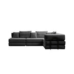 Oversized Upholstered Sectional Sofa Couch Set, Modular 118.2 ' L Shaped Floor Living Room Sofa Set With 6 Pillows, DIY Combination Sofa Couch for living rooms, apartments,bedrooms, Black