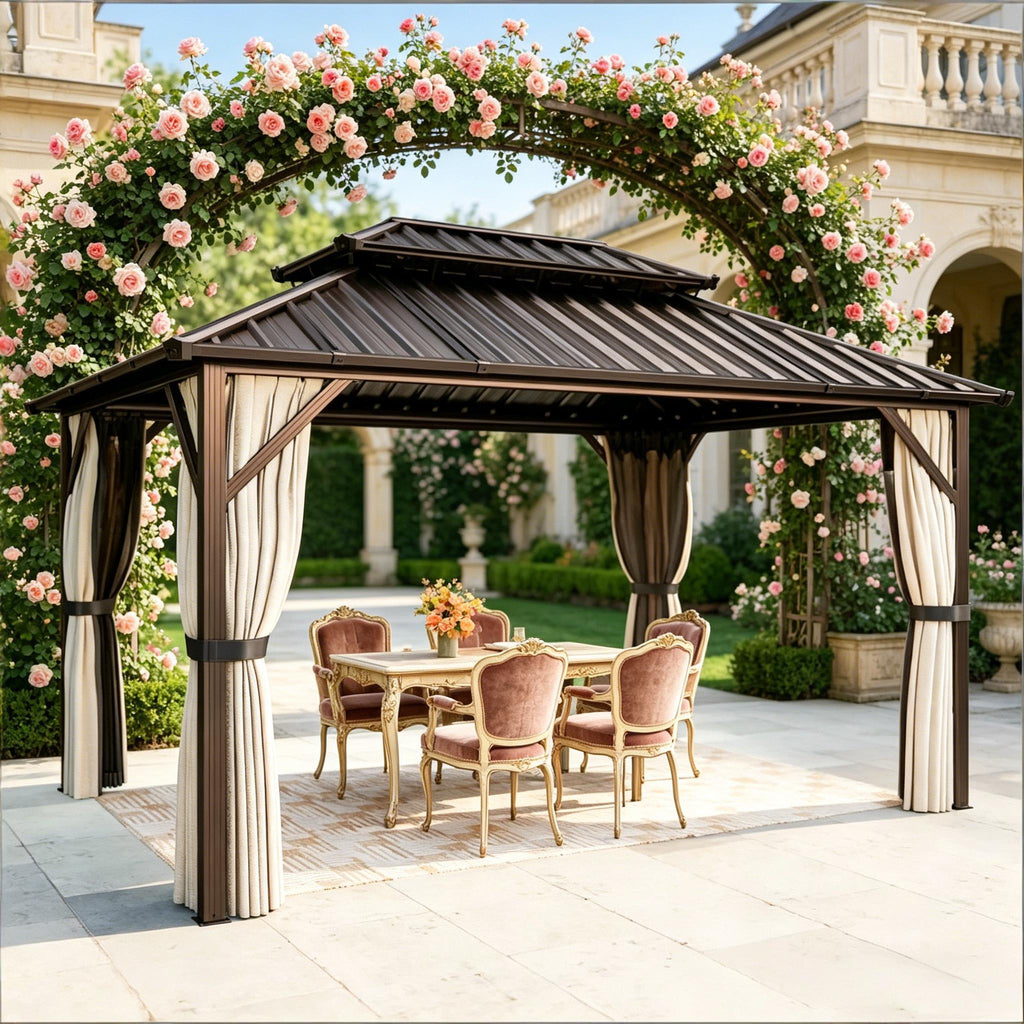 Garden Hardtop Gazebo,Outdoor Gazebo,Waterproof Patio Aluminum Gazebo(Only includes Gazebo)