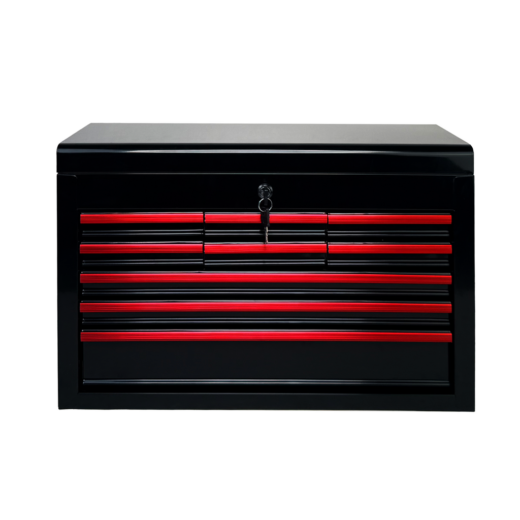 Heavy Duty Metal Tool Box, 24-inch, Portable Metal Tool Box with 9 Drawers, Small Tool Chest with EVA Liners, Ball Bearing Slide Drawers Locking & Powder Coated Finish, Multi-Function Tool Organizer