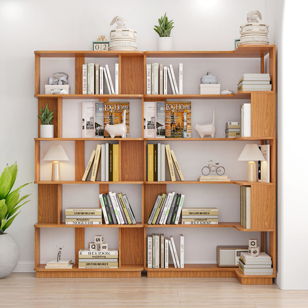 90 cm space saving corner bookshelf + 80 cm bookcase extendable free combination, set of 2 display shelf, dark OAK color and other 4 colors for option, freely combined and matched furniture
