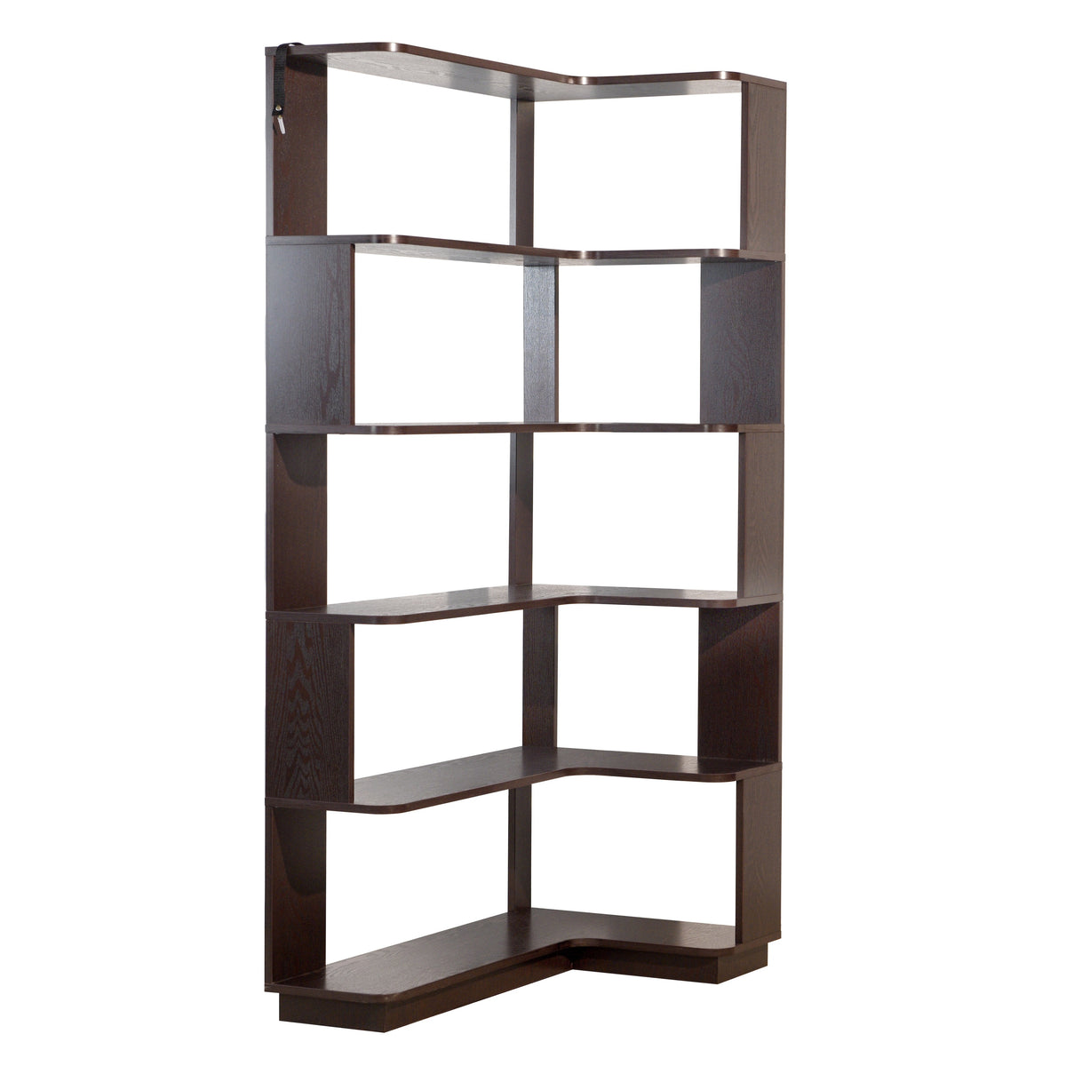 Ox Blood Red 90cm L-Shaped Freestanding Corner Bookshelf with Anti-Tip Safety, Wooden Storage Cabinet for Living Room, Bedroom, Home Office, 5 Color Options