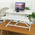 32 Inch Desk Converter, Height Adjustable Sit to Stand Riser, Dual Monitor and Laptop Workstation with Wide Keyboard Tray, Standing Computer Desk, WHITE