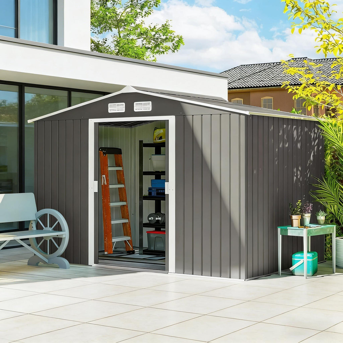 Spacious Garden Tool Metal Shed,Outdoor Storage Shed