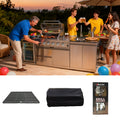 BBQ Tool Set , Outdoor Kitchen Accessory Kit , Rain Cover Dust Cover Cast iron frying pan Barbecue knife and fork set