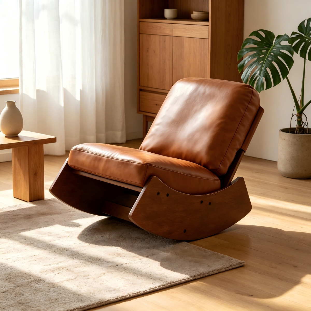 Comfortable Glider Rocking Chair, High-Quality Upholstery Glider Chair, Solid Wood Frame, Perfect for Multiple Settings Accent Reading Chair for Bedroom,Living Room