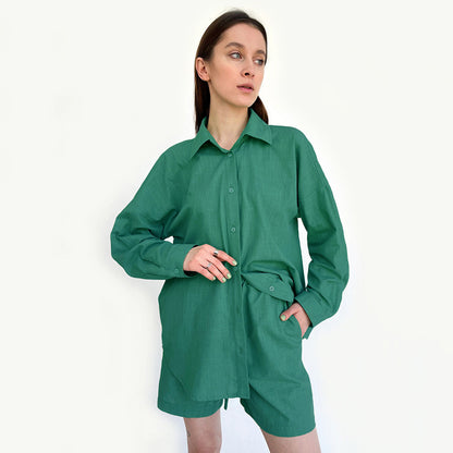 Early Autumn Cotton And Linen Women's Long Sleeve Shirt