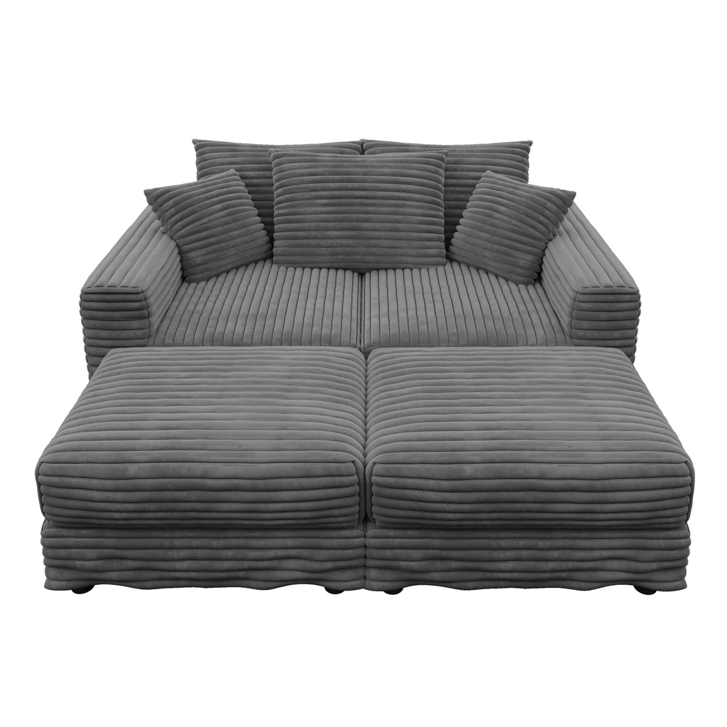 82.7 'Plush Corduroy 3-Seat Sofa,Modern Comfy Upholstered Sofa Cloud Couch,Deep Seat Couches with Soft Pillows and 2 Ottomans,Convertible Sofa Lounge Chair,for Living Room,Apartment,Office,Grey - Eloy Royal