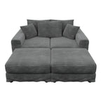 82.7 'Plush Corduroy 3-Seat Sofa,Modern Comfy Upholstered Sofa Cloud Couch,Deep Seat Couches with Soft Pillows and 2 Ottomans,Convertible Sofa Lounge Chair,for Living Room,Apartment,Office,Grey - Eloy Royal