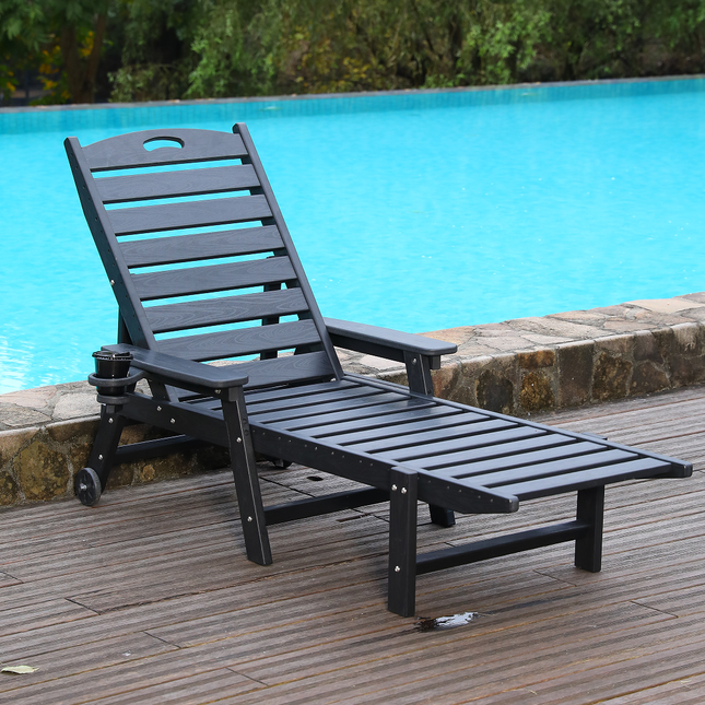 HDPE Chaise Lounge Chair Outdoor with Pool Lounge Chairs with 4-Position Adjustable