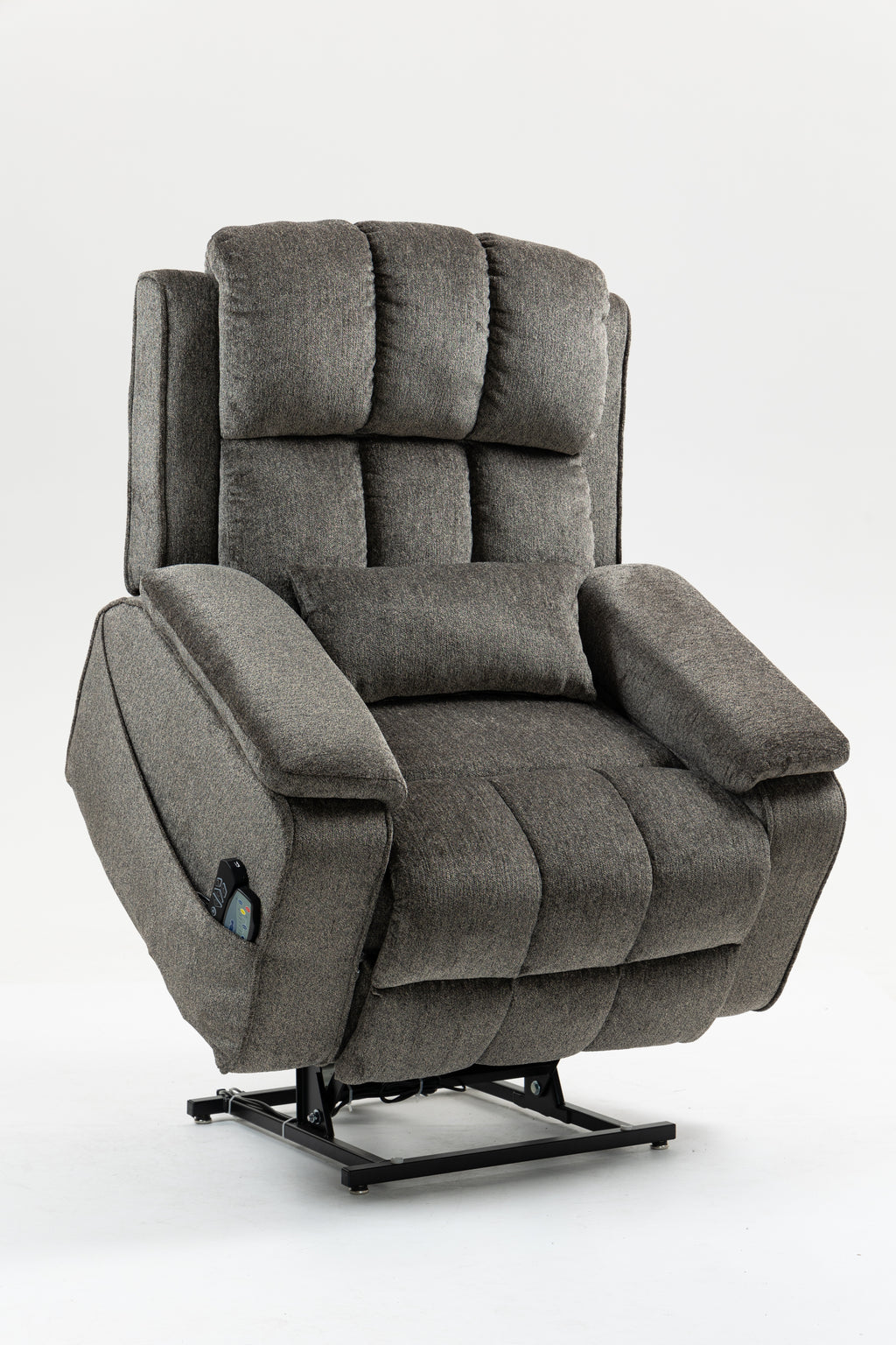 Oversized single person functional elderly chair sofa, side cup holder and storage box (extended footboard)