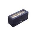 9.3' Long Tempered Glass and Leather Jewelry / Watch Display with Drawers, Blue