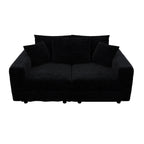 82.7 'Plush Corduroy 3-Seat Sofa,Modern Comfy Upholstered Sofa Cloud Couch,Deep Seat Couches with Soft Pillows and 3 Ottomans,Convertible Sofa Lounge Chair,Black - Eloy Royal