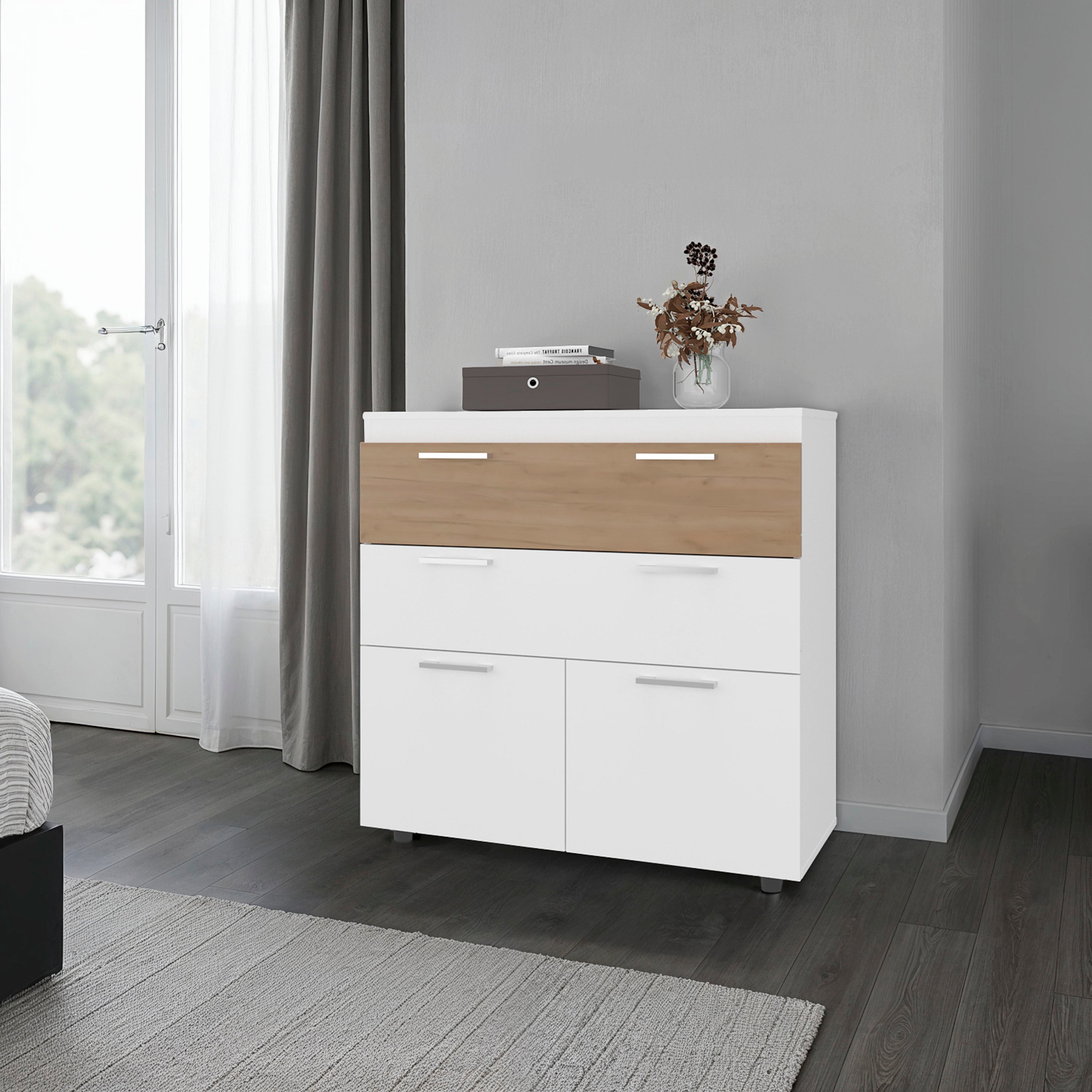 Vangoh Modern Storage Cabinet with Drawers and Concealed Storage