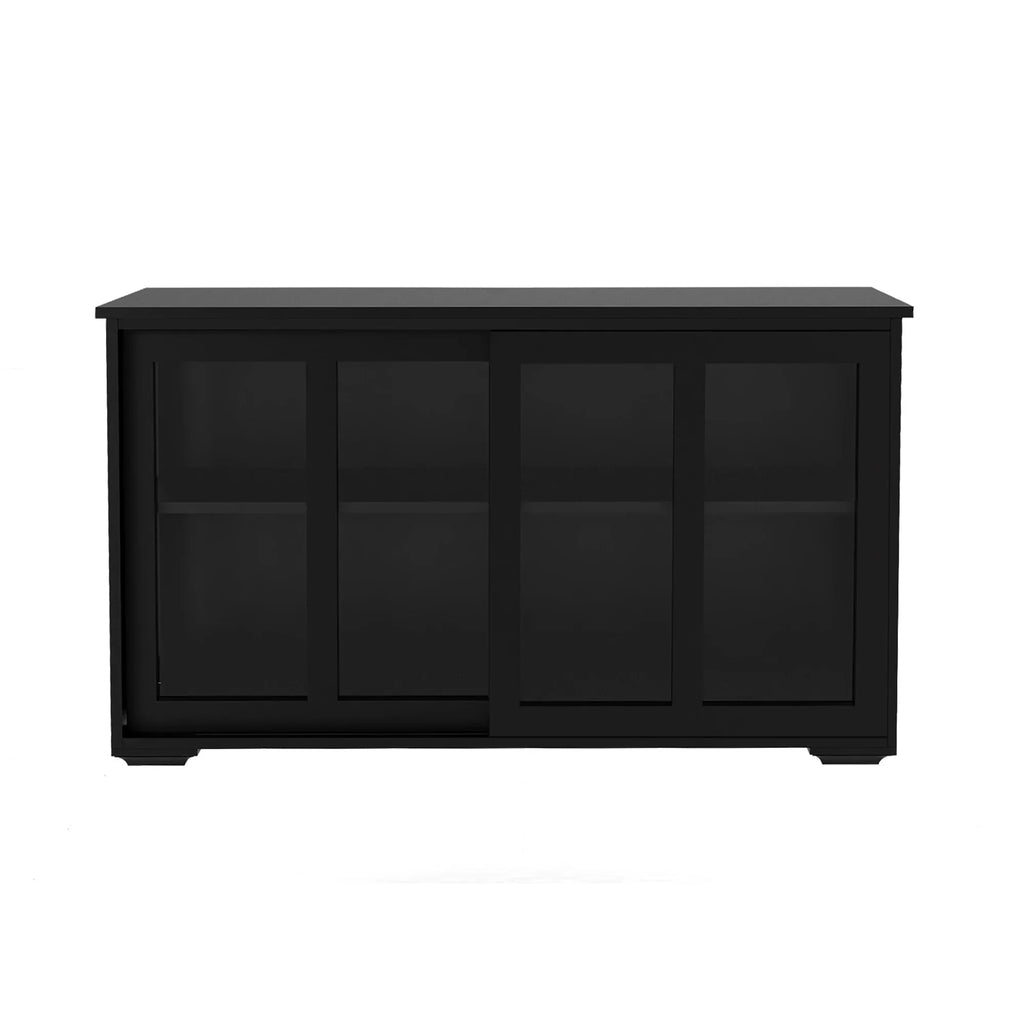 Kitchen Storage Stand Cupboard With Glass Door-Black - Eloy Royal
