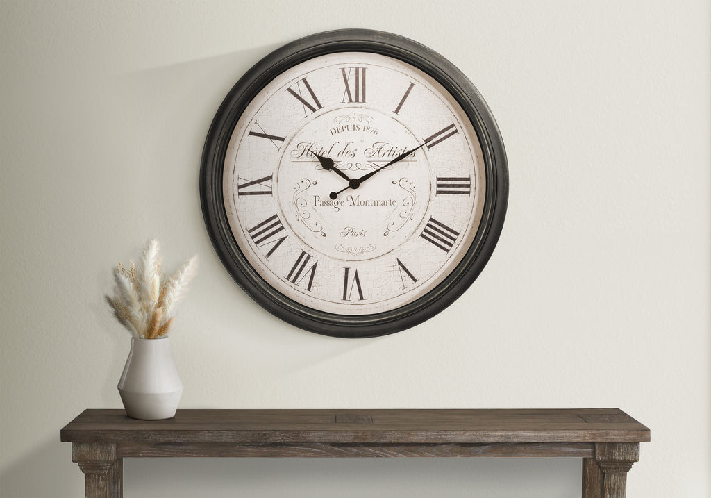 Clocks, 30' Round, Large Oversized, Wall Clock, Brown, Transitional
