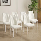 Dining Chairs Set of 4, Comfortable Dining Room Chair, Metal Kitchen Chairs with Leathaire Fabric and High Back (Cream White, Set of 4) - Eloy Royal