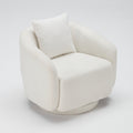 Swivel Accent Chair, Barrel Armchair with Back Pillow & Wood Frame for Living Room, Bedroom, Office