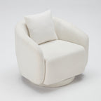 Swivel Accent Chair, Barrel Armchair with Back Pillow & Wood Frame for Living Room, Bedroom, Office