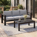Metal Patio Furniture Set for All Weather, Oversized Heavy Duty Outdoor Furniture Set with Upgraded Cushion, Modern Outdoor Patio Couch Set for Garden, Balcony, Backyard, Light Grey