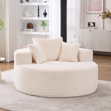 Accent Chair, 55' Round Single Sofa, Fluffy Modern Sleeper Chair for Living room, Bedroom, Lounge and Projection Room, No Assembly Needed