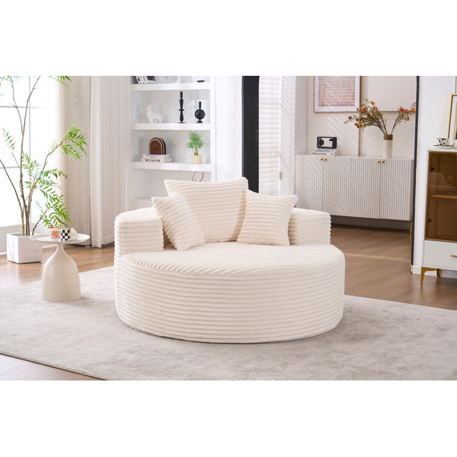 Accent Chair, 55' Round Single Sofa, Fluffy Modern Sleeper Chair for Living room, Bedroom, Lounge and Projection Room, No Assembly Needed