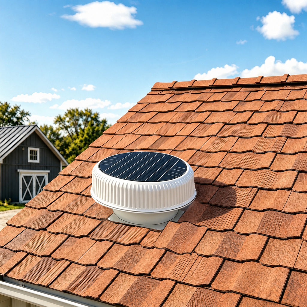 12' Flush Mount Round Solar Roof Vent Fan,30W Dual Power White Attic Exhaust Fan,3-Speed Remote & 25°C Auto Ventilation,1200 CFM,MPPT Controller Solar Ventilator Solar Vent for Attic Garage Greenhouse