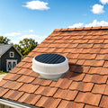 12' Flush Mount Round Solar Roof Vent Fan,30W Dual Power White Attic Exhaust Fan,3-Speed Remote & 25°C Auto Ventilation,1200 CFM,MPPT Controller Solar Ventilator Solar Vent for Attic Garage Greenhouse