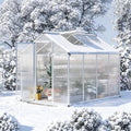Winter  Walk-In Polycarbonate Greenhouse with Roof Vent for Ventilation & Rain Gutter 8' L x 6' W