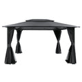 10'x13' Outdoor Gazebo for Patio, Soft Top Metal Gazebos with Double Roofs, Heavy Duty Party Tent with Mosquito Netting and Privacy Curtains for Backyard Garden Lawn Deck (Gray)