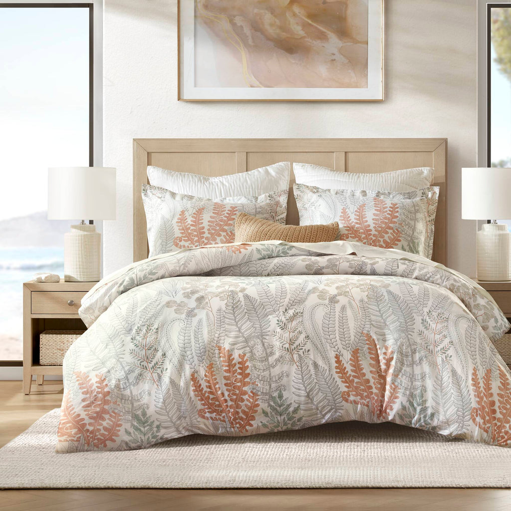3-Piece Full/Queen 100% Cotton Sateen Duvet Cover Set,Terracotta/Linen