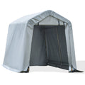 Outsunny 6' x 8' Carport Portable Garage, Heavy Duty Storage Tent, Patio Storage Shelter w/ Anti-UV PE Cover and Double Zipper Doors, for Motorcycle Bike Garden Tools, Light Gray