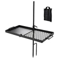 Heavy Duty Swivel Campfire Grill, 24' Portable Camping Grill Grate & Griddle, Sturdy Steel BBQ Mesh, 360° Height Adjustable Over Fire Pit Equipment, for Outdoor Open Flame Cooking, Black